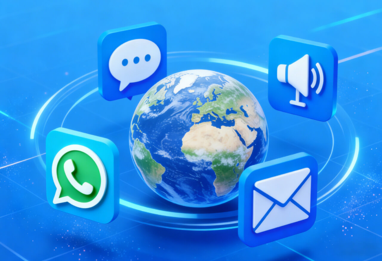 A visual guide to personalized marketing showing a unified customer profile triggering tailored messages across SMS (alerts), Email (details), and Social Messaging (interaction), optimized by uSpeedo.